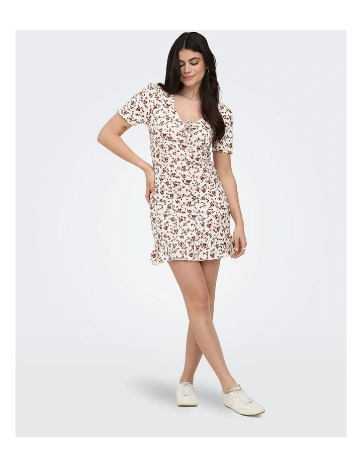 Molly Short Sleeve Dress in White image 3