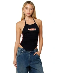 Off Duty Halter Neck Top in Black