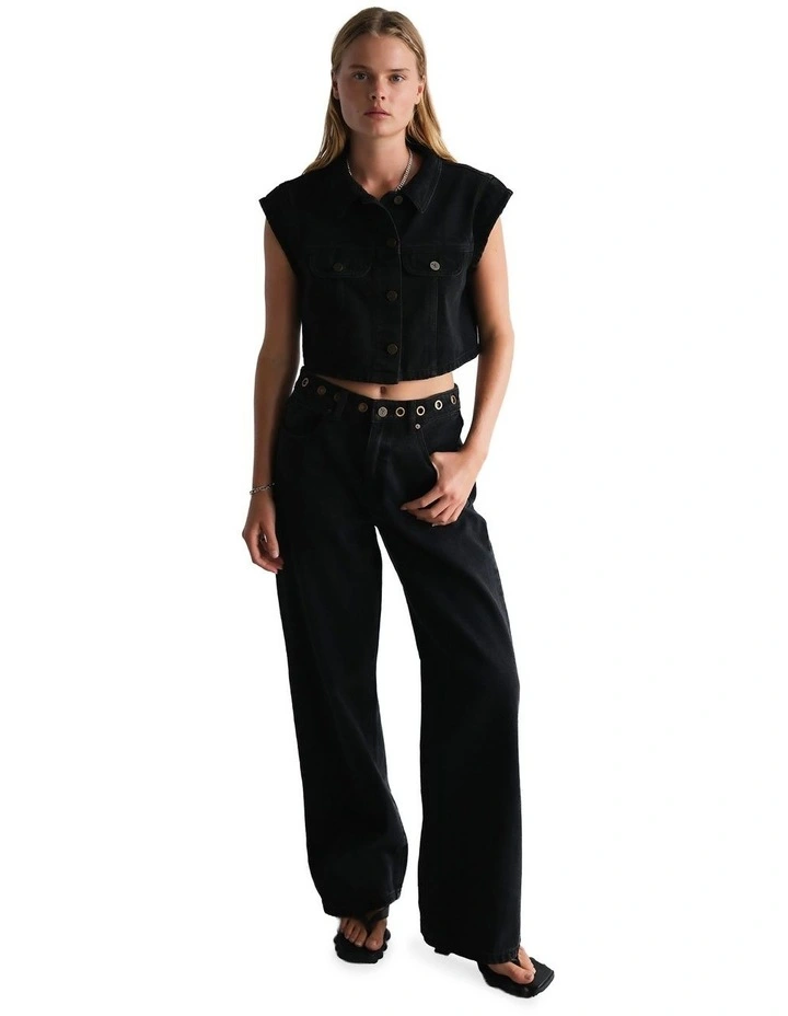 Cropped Vest in Brie Eyelet image 2