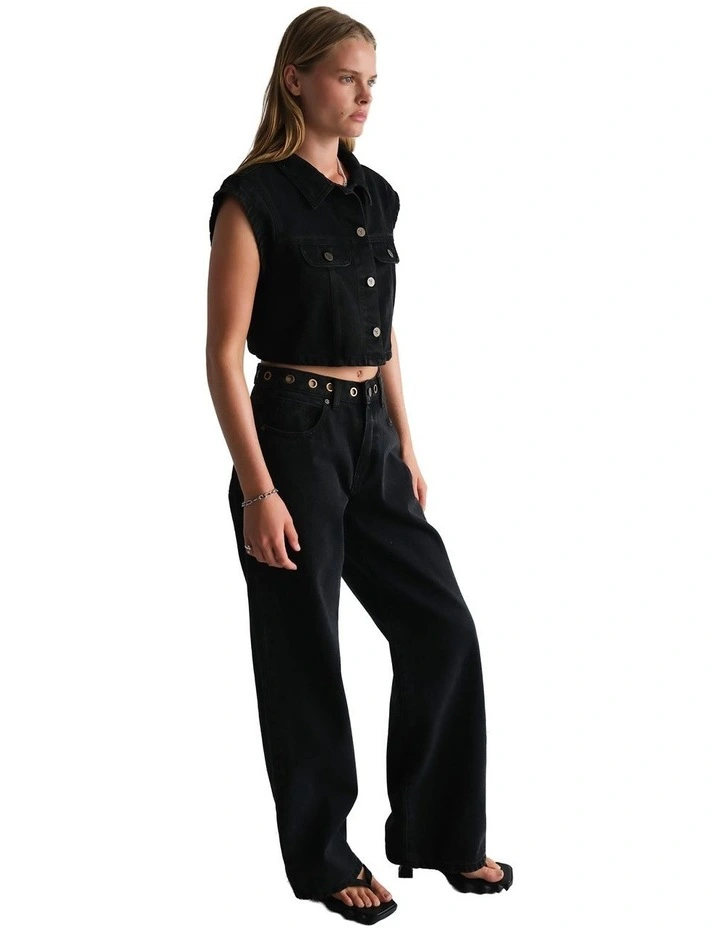 Cropped Vest in Brie Eyelet image 3