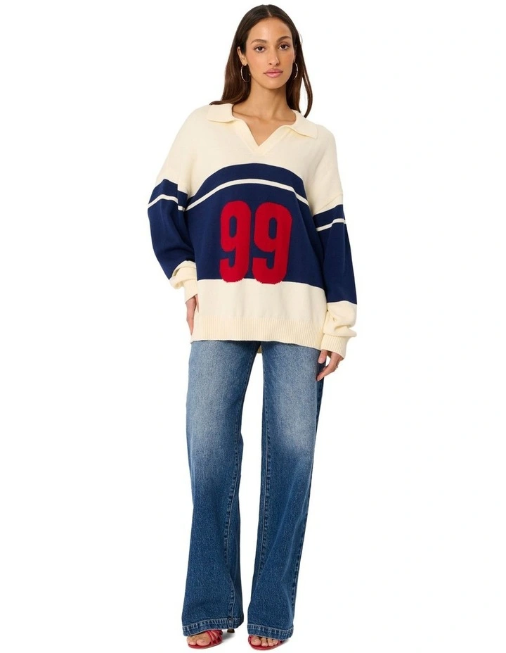 99 Rugby Knit Jumper in Cream image 2