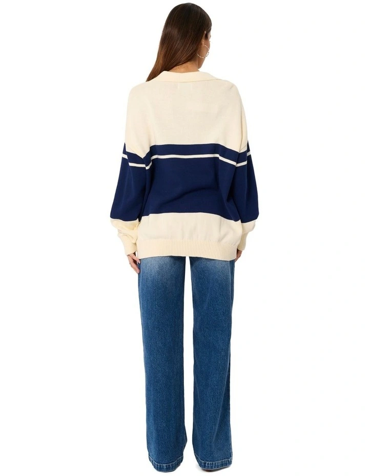 99 Rugby Knit Jumper in Cream image 4