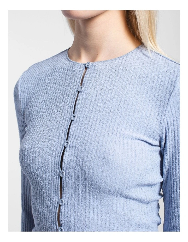 Erica Long Sleeve Rib Top in Zen Blue image 3