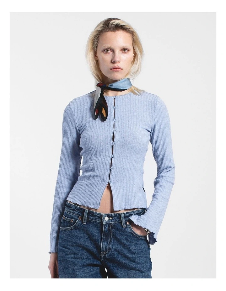 Erica Long Sleeve Rib Top in Zen Blue image 7