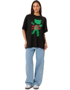 No Hard Feelings Oversize Tee in Black