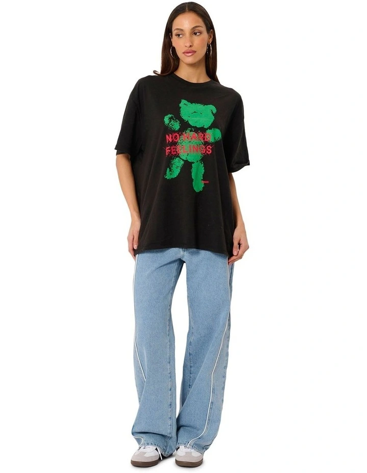 No Hard Feelings Oversize Tee in Black image 1
