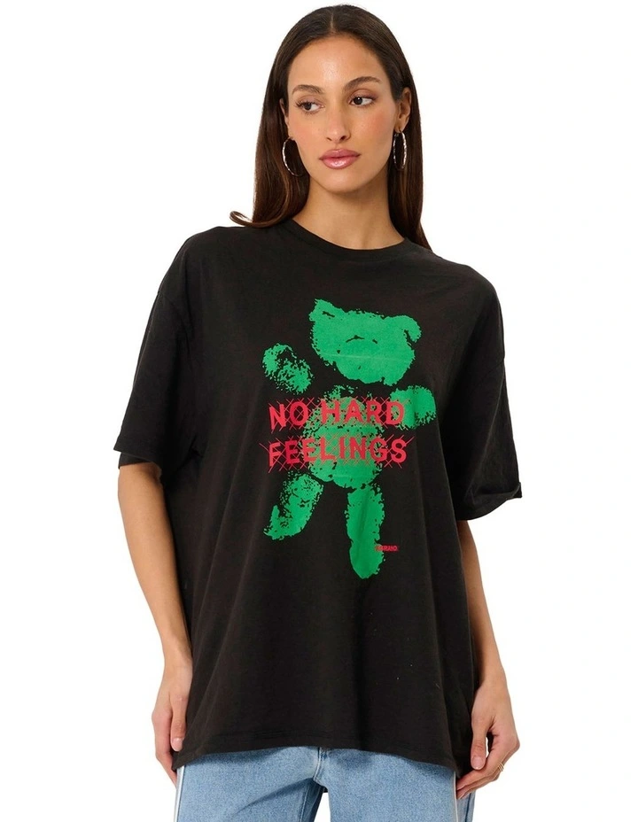 No Hard Feelings Oversize Tee in Black image 2