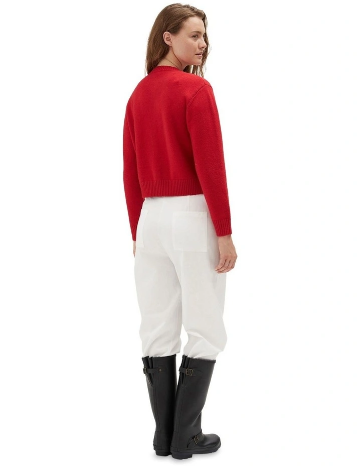 Crew Neck Cardigan in Red image 2