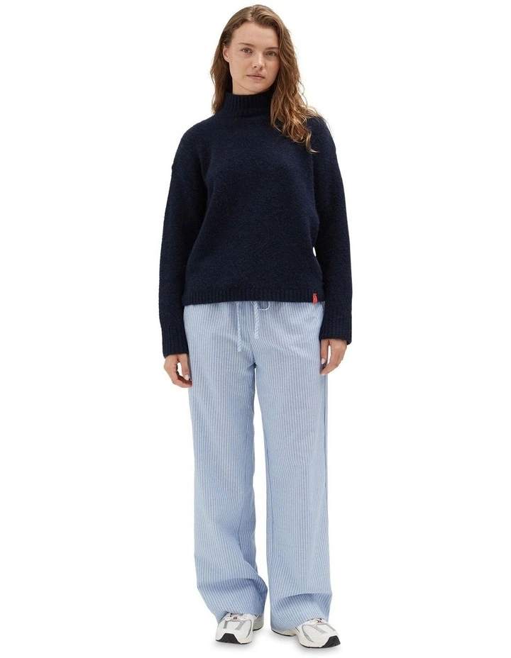 Crew Neck Cardigan in Navy image 1