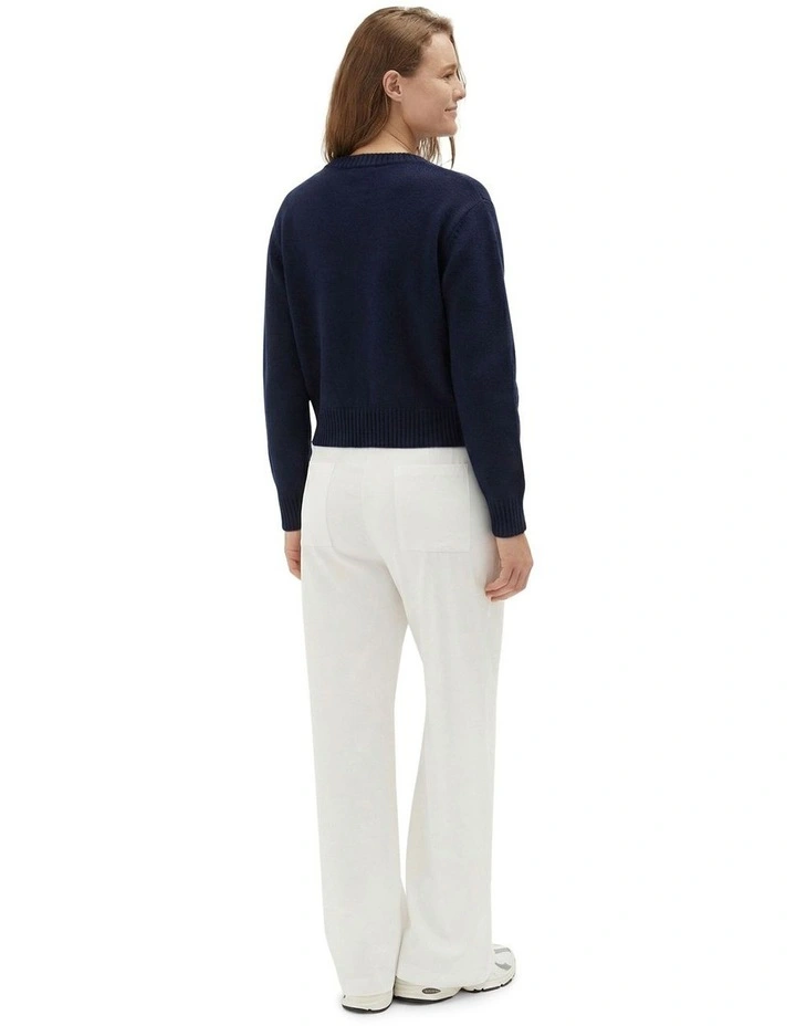 Crew Neck Cardigan in Navy image 2