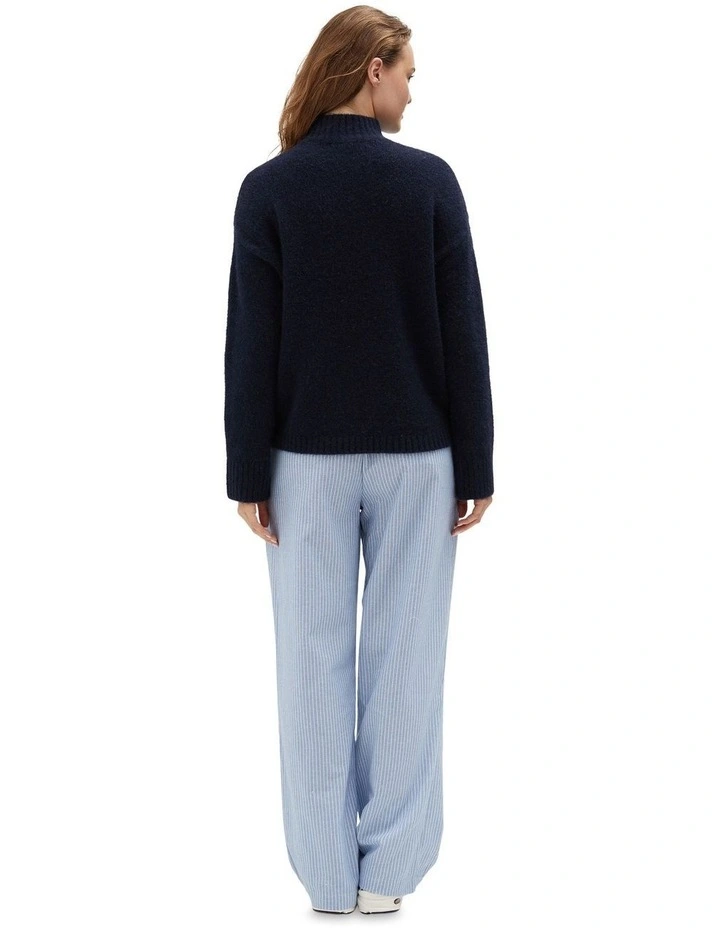 Crew Neck Cardigan in Navy image 2