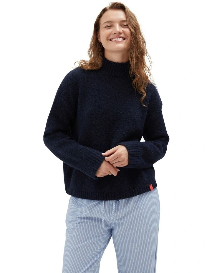 Crew Neck Cardigan in Navy image 5