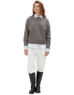 Crew Neck Knit Top in Grey