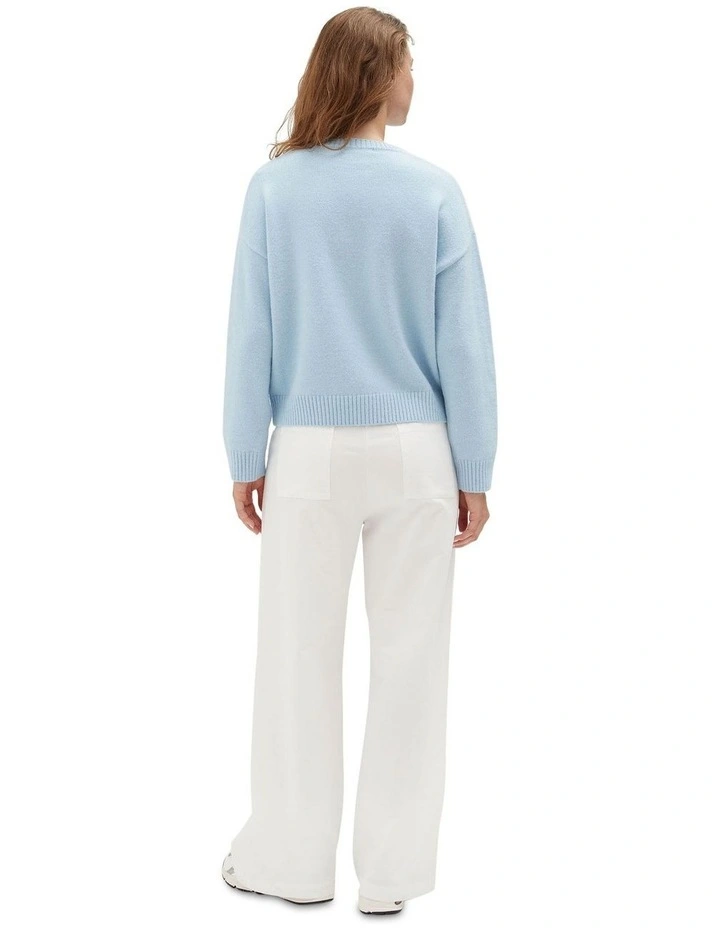 Crew Neck Knit Top in Blue image 2