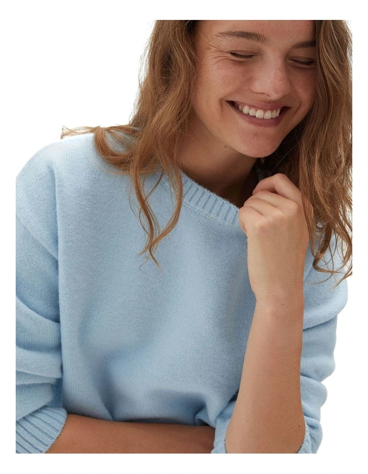 Crew Neck Knit Top in Blue image 3