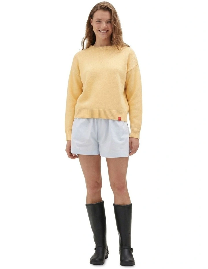 Crew Neck Knit Sweater in Yellow image 1