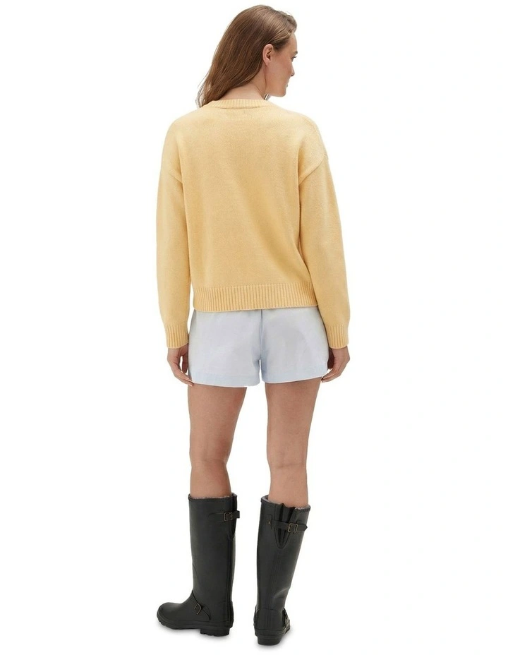 Crew Neck Knit Sweater in Yellow image 2