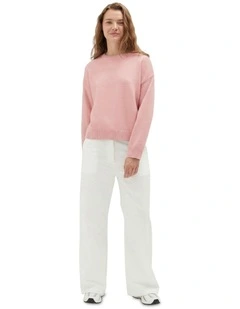 Crew Neck Knit Sweater in Pink