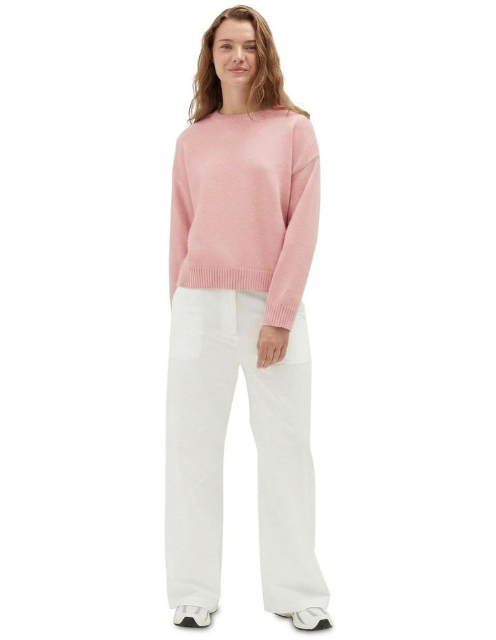 Crew Neck Knit Sweater in Pink image 1
