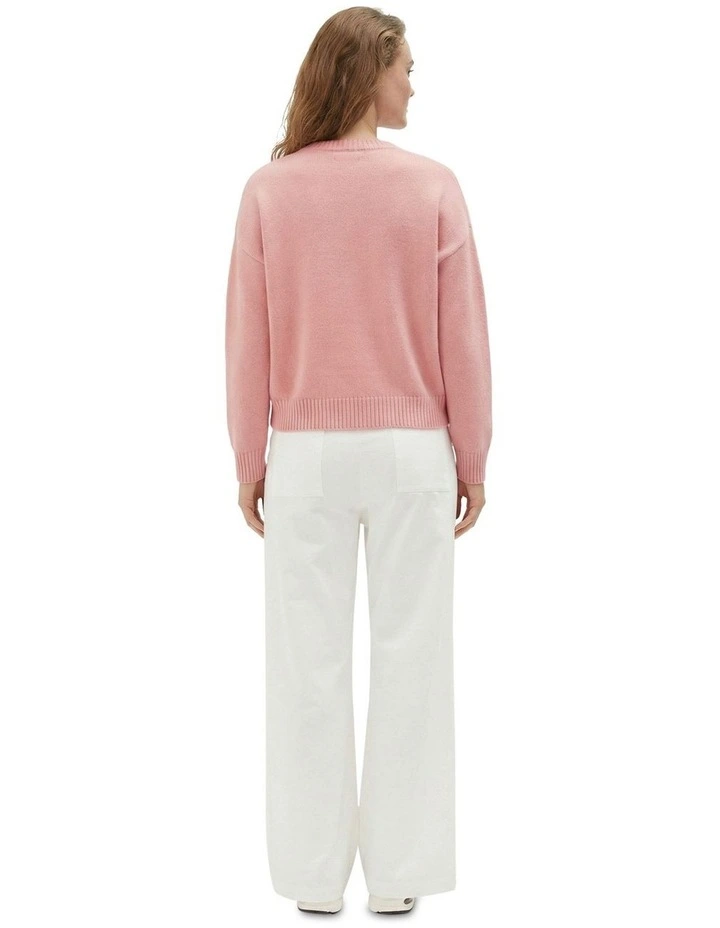 Crew Neck Knit Sweater in Pink image 2