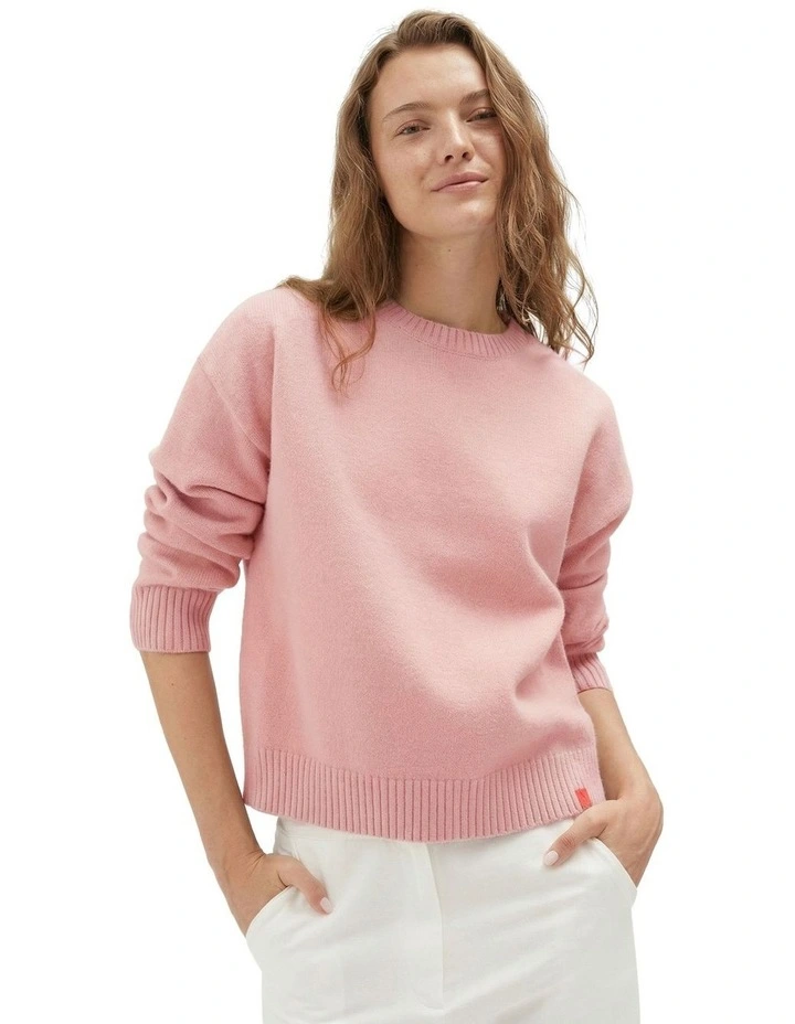 Crew Neck Knit Sweater in Pink image 3