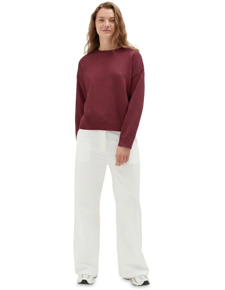 Crew Neck Sweater in Burgundy image 1