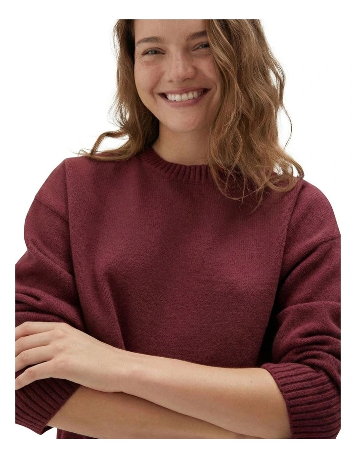Crew Neck Sweater in Burgundy image 3