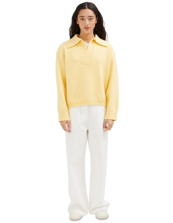 Collared Knit Jumper in Butter image 1