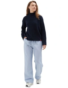 Mock Neck Knit in Navy