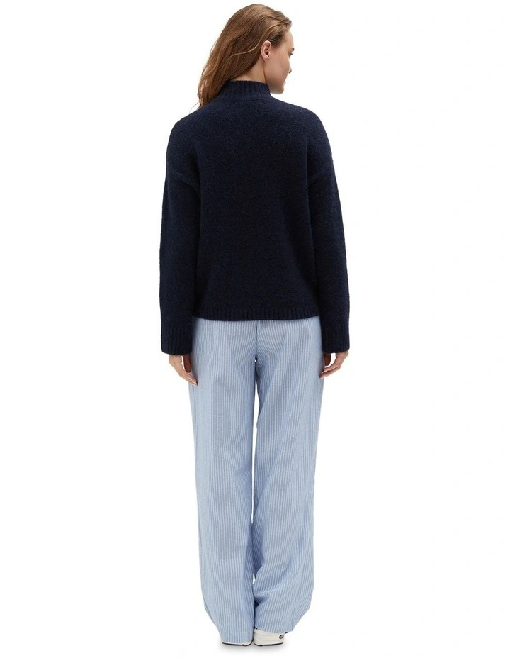 Mock Neck Knit in Navy image 2