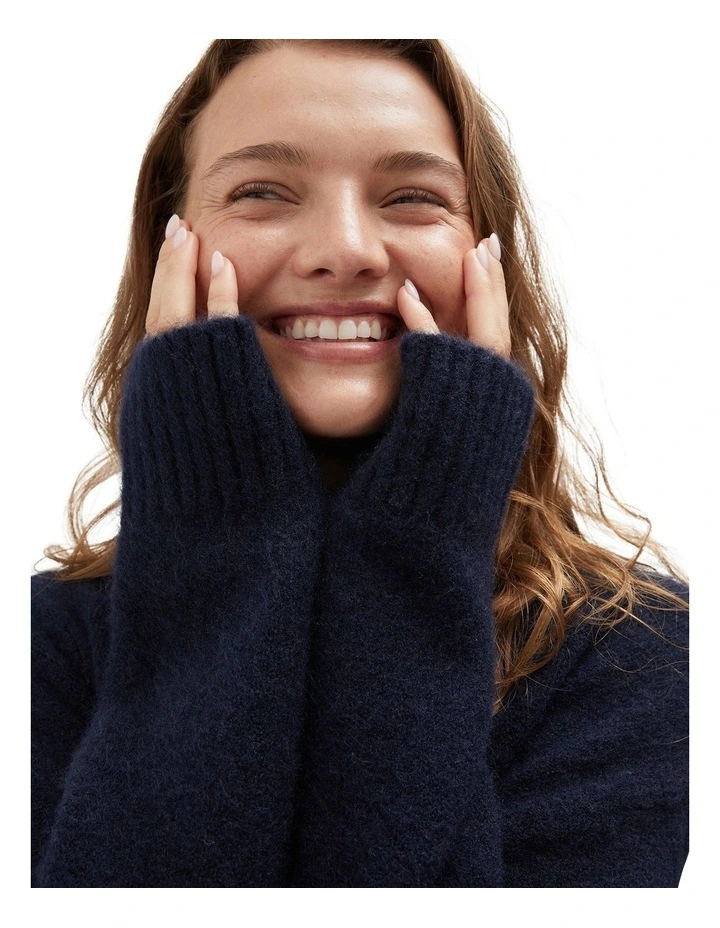 Mock Neck Knit in Navy image 4