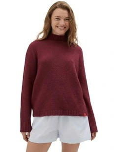 Mock Neck Knit in Burgundy