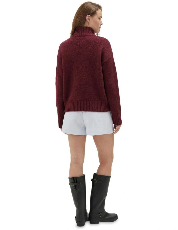 Mock Neck Knit in Burgundy image 2
