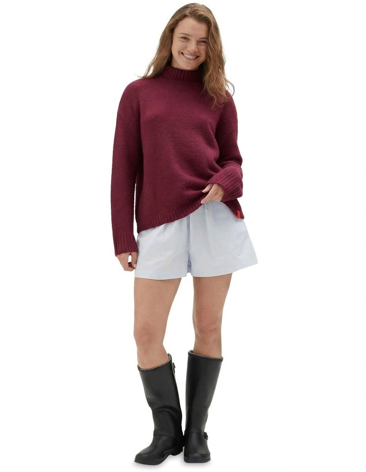 Mock Neck Knit in Burgundy image 3