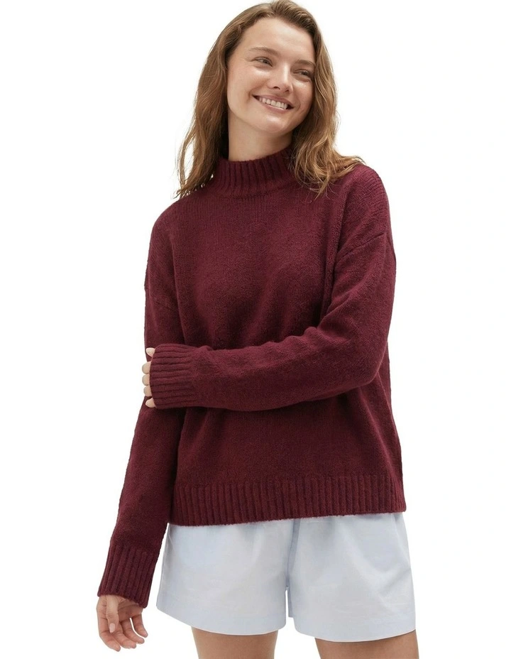 Mock Neck Knit in Burgundy image 4