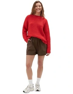 Fluffy Knit Jumper in Red