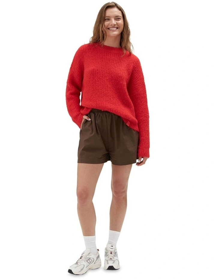 Fluffy Knit Jumper in Red image 1