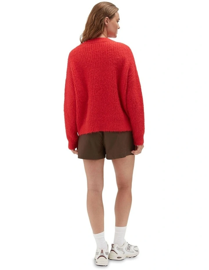 Fluffy Knit Jumper in Red image 2