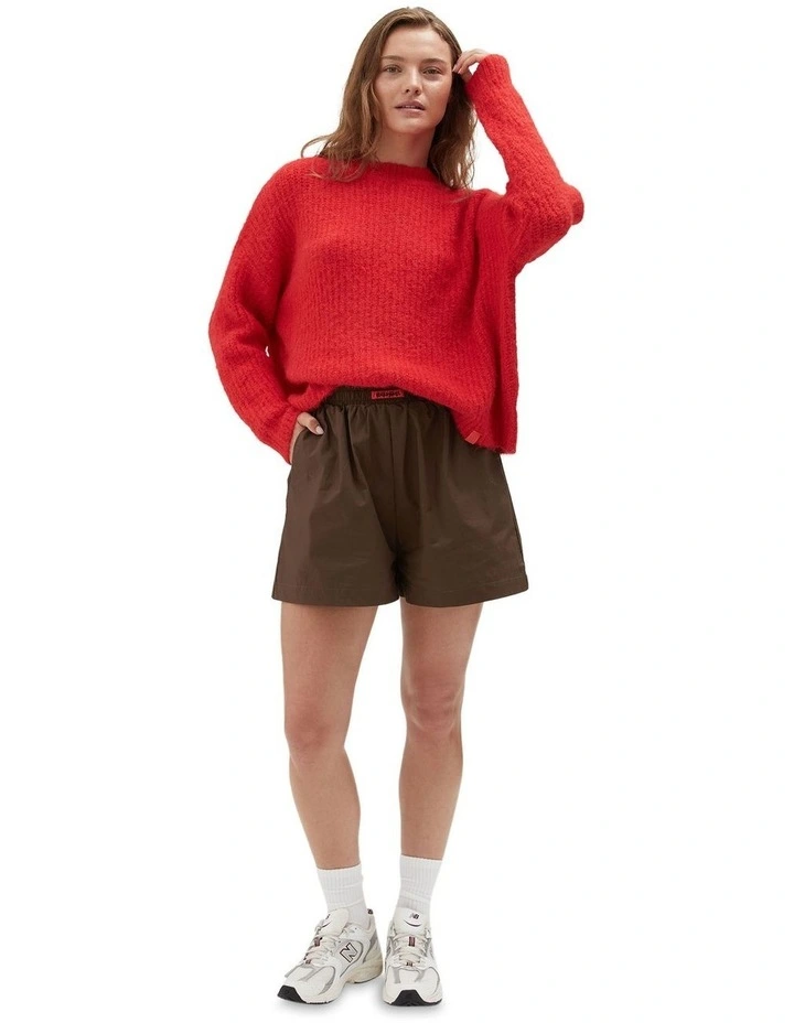 Fluffy Knit Jumper in Red image 3