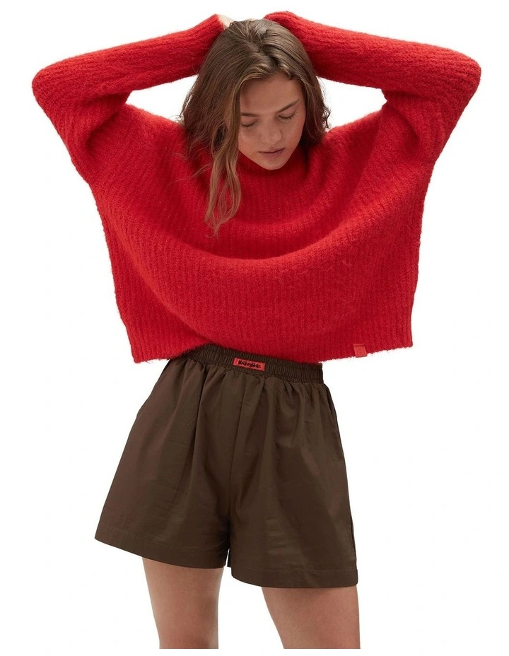 Fluffy Knit Jumper in Red image 4
