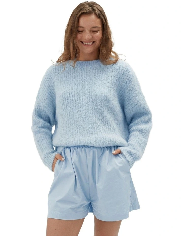 Fluffy Knit Jumper in Blue image 3