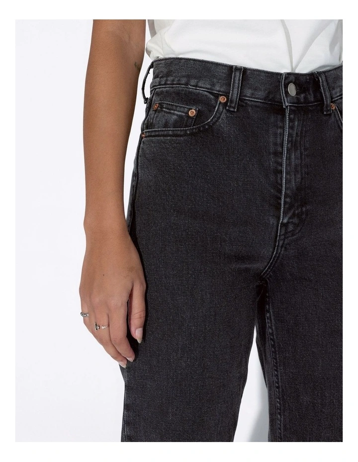 Echo High Straight Jeans in Tar Retro Black image 3