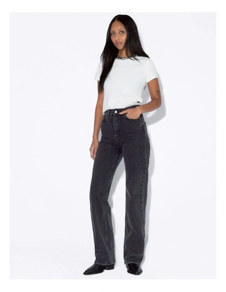 Echo High Straight Jeans in Tar Retro Black image 6