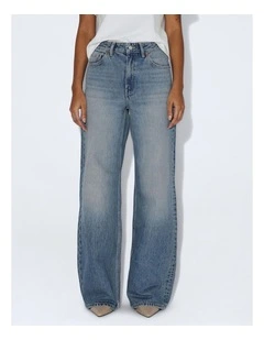 Rhue Low Wide Jeans in Drift Sky Used
