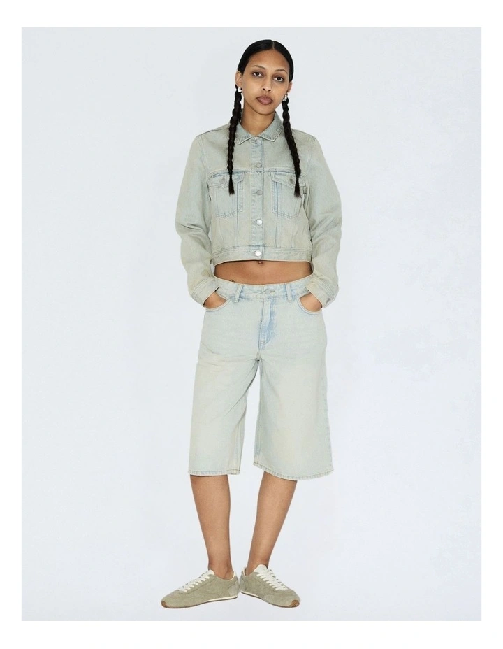 Bree Longline Denim Shorts in Stream Pale Vintage Worn image 6