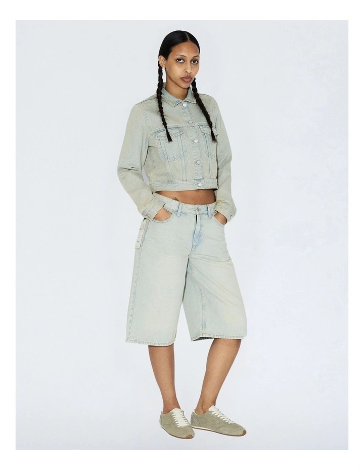 Bree Longline Denim Shorts in Stream Pale Vintage Worn image 7