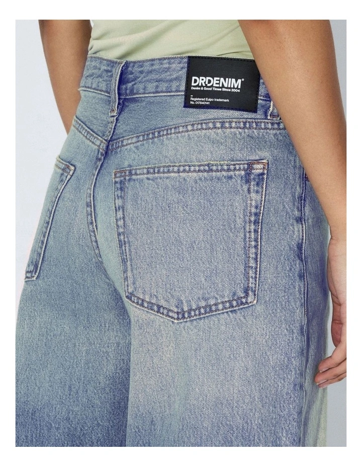 Bree Denim Longline Shorts in Stream Sky Aged image 4