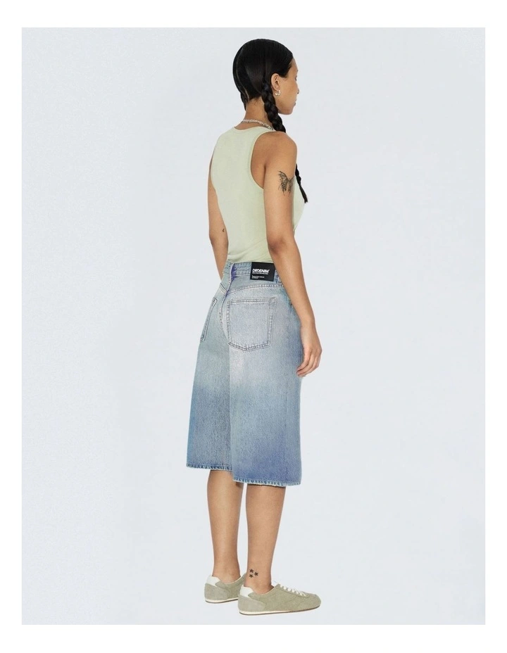 Bree Denim Longline Shorts in Stream Sky Aged image 6
