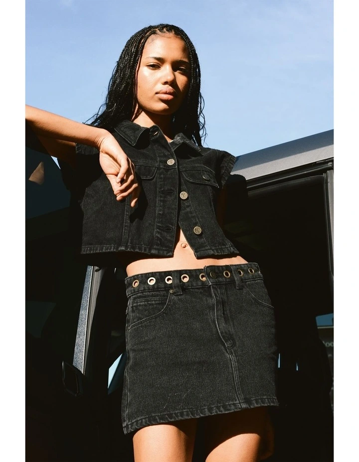 95 Mid Aline Skirt in Brie Eyelet image 2