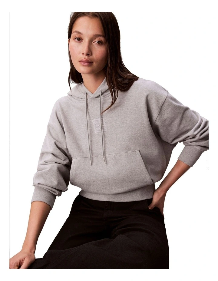 Long Sleeve Premium Terry Emblem Logo Hoodie in Grey image 5